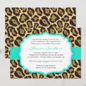 Luipaard en Turquoise Baby Shower-uitnodigingen Kaart (Voorkant / Achterkant)