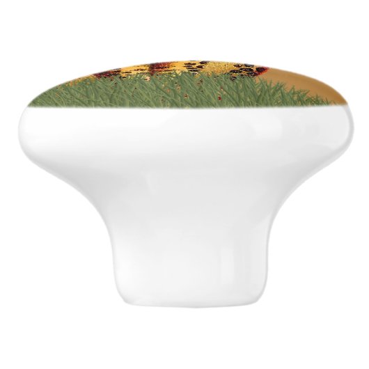 Luipaard en vlinder keramische knop (Zijkant)