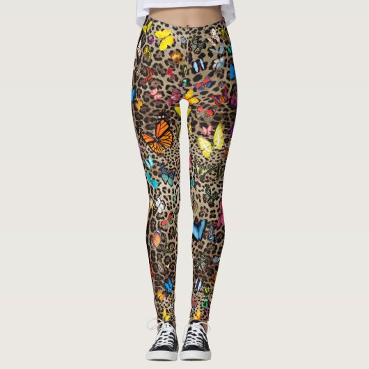 Luipaard en vlinders leggings (Voorkant)