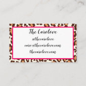 "Luipaard en warmroze" Visitekaartje (Achterkant)