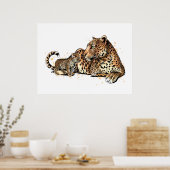 Luipaard en welp poster (Keuken)