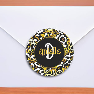 Luipaard en Zebra Bont Print Gepersonaliseerd Ronde Sticker