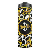 Luipaard en Zebra Bont Print Gepersonaliseerd Thermosbeker (Voorkant)