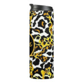 Luipaard en Zebra Bont Print Gepersonaliseerd Thermosbeker (Geroteerd rechts)