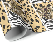 Luipaard en Zebra Strepen Abstracte Kunst Cadeaupapier (Rol Hoek)
