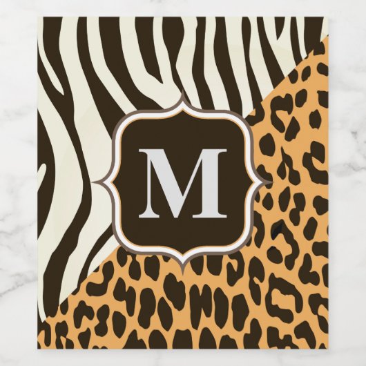 Luipaard en Zebra Wijn Etiket (Enkel label)