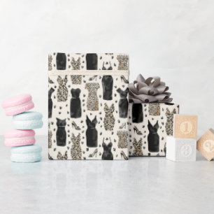 Luipaard en zwart jurkje modepatroon met hoge hakk cadeaupapier