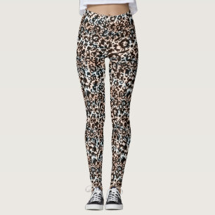 luipaard, fashioneerbaar, gevlekt, bruin, beige, h leggings