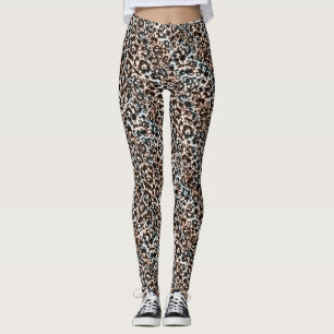 luipaard, fashioneerbaar, gevlekt, bruin leggings