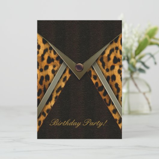 Luipaard Feest Uitnodiging Template (Staand voorkant)