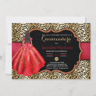 Luipaard foto quinceañera uitnodiging
