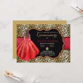 Luipaard foto quinceañera uitnodiging (Voorkant / Achterkant in situ)