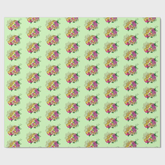 Luipaard Geel Gecko Groen Cadeaupapier (Vlak)