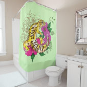 Luipaard Geel Gecko Groen Douchegordijn (In situ)