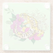 Luipaard Geel Gecko Groen Glazen Onderzetter (Achterkant)