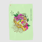 Luipaard Geel Gecko Groen Golfhanddoek (Voorkant)