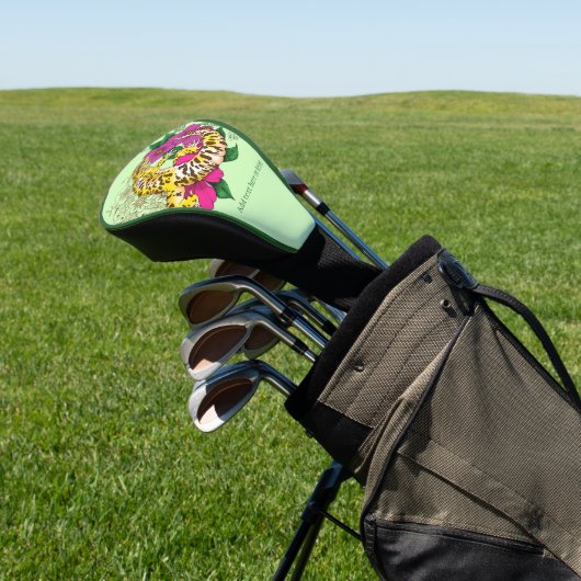 Luipaard Geel Gecko Groen Golfheadcover (Insitu)