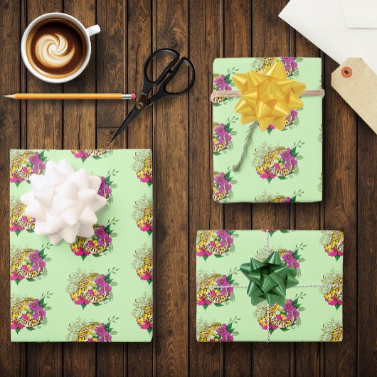 Luipaard Geel Gecko Groen Inpakpapier Vel