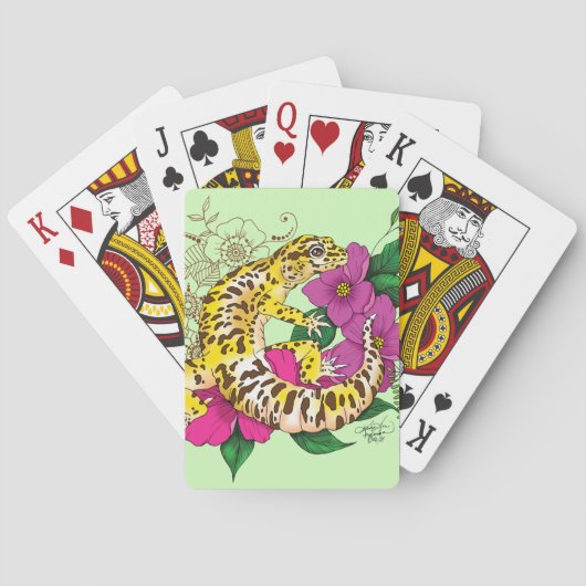Luipaard Geel Gecko Groen Pokerkaarten (Achterkant)