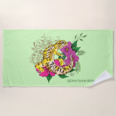 Luipaard Geel Gecko Groen Strandlaken (Voorkant)