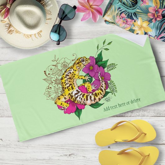 Luipaard Geel Gecko Groen Strandlaken