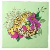 Luipaard Geel Gecko Groen Tegeltje (Voorkant)