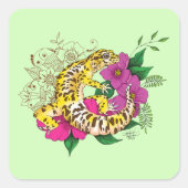 Luipaard Geel Gecko Groen Vierkante Sticker (Voorkant)