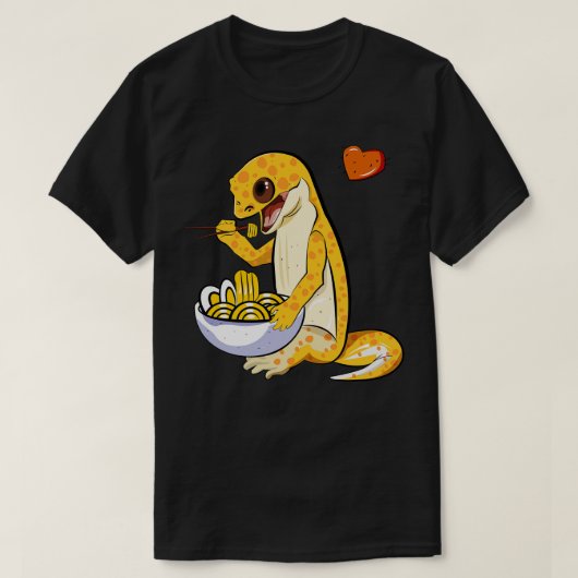 Luipaard gekko eten Ramen T-shirt (Design voorkant)