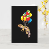 Luipaard gekko met ballonnen cadeau kaart (Gele Bloem)