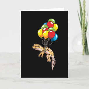 Luipaard gekko met ballonnen cadeau kaart