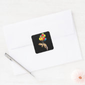 Luipaard gekko met ballonnen cadeau vierkante sticker (Envelop)