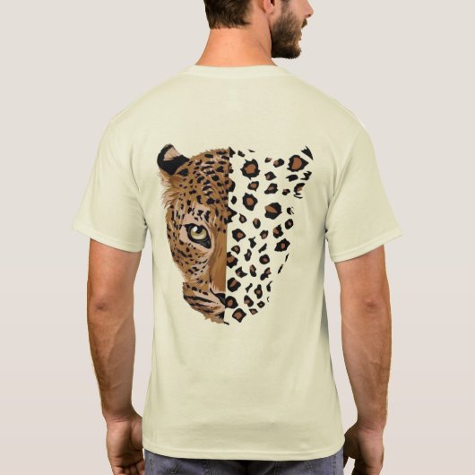 Luipaard Gezicht & Print Gesplitst T-Shirt | Wild  (Achterkant)