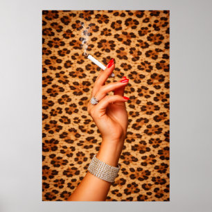 Luipaard Glam-poster, Chic Mode Muurkunst, Krachti Poster