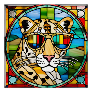 Luipaard Glas in lood Perfect Poster