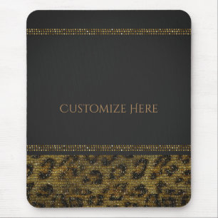 Luipaard Glitter Pailletten Glam Chic Modern Bling Muismat