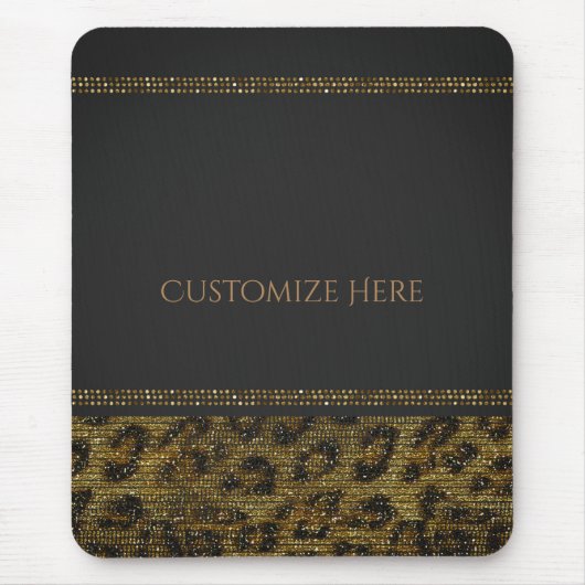 Luipaard Glitter Pailletten Glam Chic Modern Bling Muismat (Voorkant)