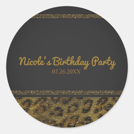 Luipaard Glitter Pailletten Glam Chic Moderne Fees Ronde Sticker (Voorkant)