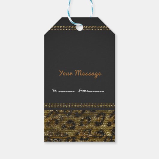 Luipaard Glitter Sequins Glam Chic Elegant Modern Cadeaulabel (Voorkant)