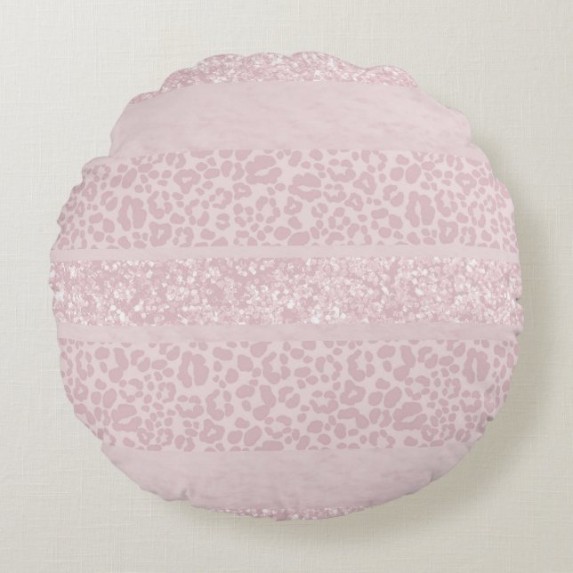 Luipaard Glitter Strepen Glam 10 Rond Kussen (Voorkant)