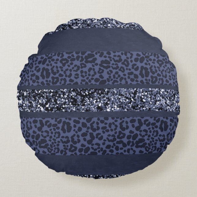 Luipaard Glitter Strepen Glam 5 Rond Kussen (Voorkant)