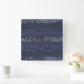 Luipaard Glitter Strepen Glam 5 Vierkante Klok (Huis)