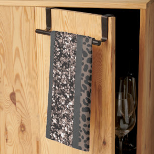 Luipaard Glitter Strepen Glam 6 Theedoek