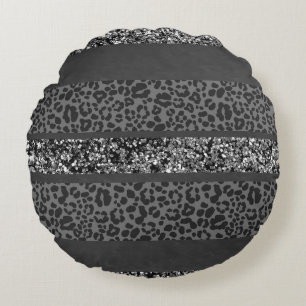 Luipaard Glitter Strepen Glam 9 Rond Kussen