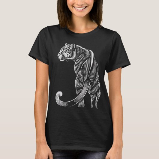 "Luipaard Grace – Artistieke Lijnkunst T-shirt (Voorkant)