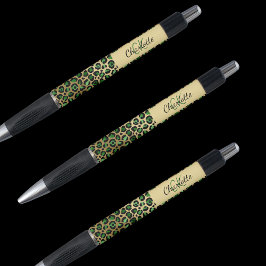 Luipaard groen goud monogram handtekening naam pen