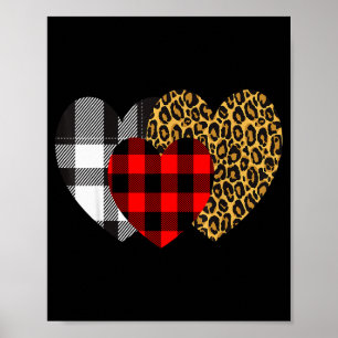Luipaard Hart Buffalo Rood Zwart Geruit Hart Valen Poster