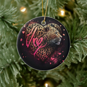 Luipaard Hart Liefde Graffiti Kunst Keramisch Ornament