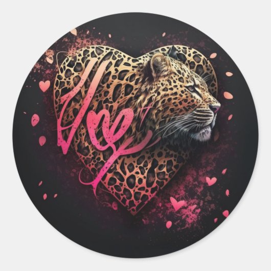 Luipaard Hart Liefde Graffiti Kunst                Ronde Sticker (Voorkant)