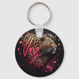 Luipaard Hart Liefde Graffiti Kunst Sleutelhanger