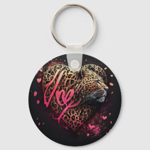 Luipaard Hart Liefde Graffiti Kunst Sleutelhanger